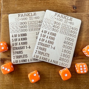 Farkle, Dice Game, Family Game, Farkle Cheat Sheet, Game Gift, Family Game Night, Gamer Gift, Board Game, Unique Gift, Wooden Game Tray