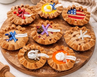 Faux MINI Berry Pie Décor, Realistic Kitchen Display, Tiered Tray Prop