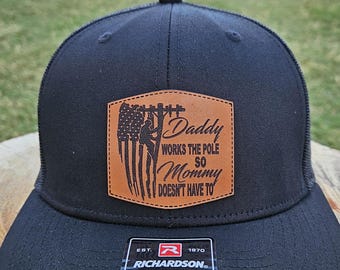 Richardson 112 Snap-Back Trucker Hat mit Vollnarbenleder Patch für Lineman