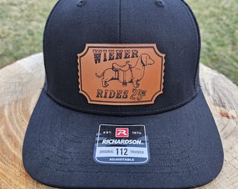 Wiener Rides Richardson112 Snap-back Leather Patch Trucker Hat