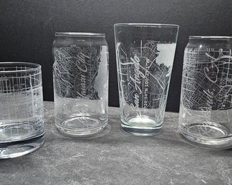 Custom City Map Glass Cups - Personalized City Map Glassware - Perfect Gift Idea for Home - Handcrafted Glassware with