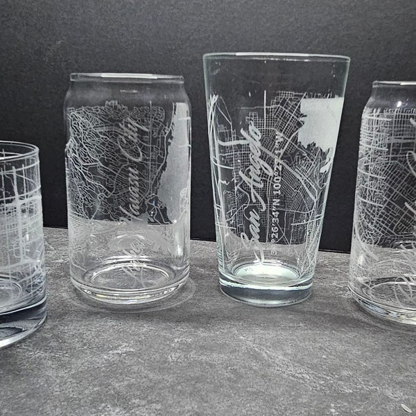 Custom City Map Glass Cups