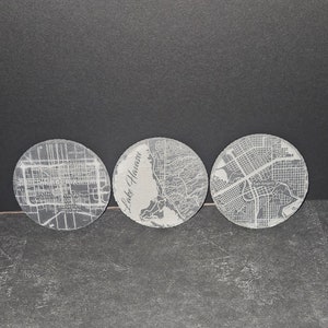 Porta-copos de 4 polegadas em ardósia | Porta-copos de 4 polegadas em ardósia | Mapa personalizado da cidade