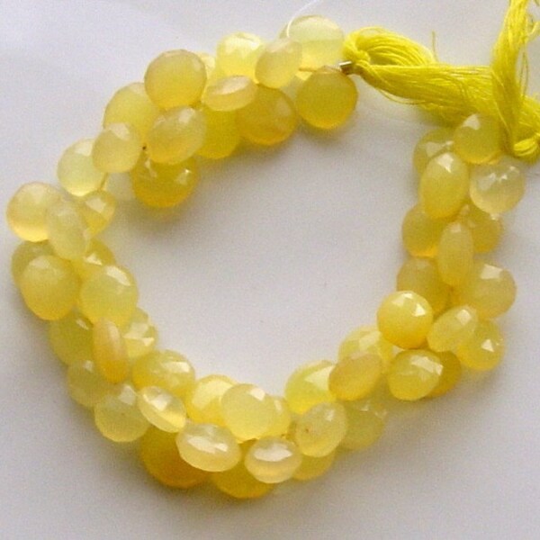 BEAUTIFUL Citron Chalcedony Faceted Heart Briolette -10-12mm - 1\/2 strand. SALE PRICE REDUCED FROM 21.50