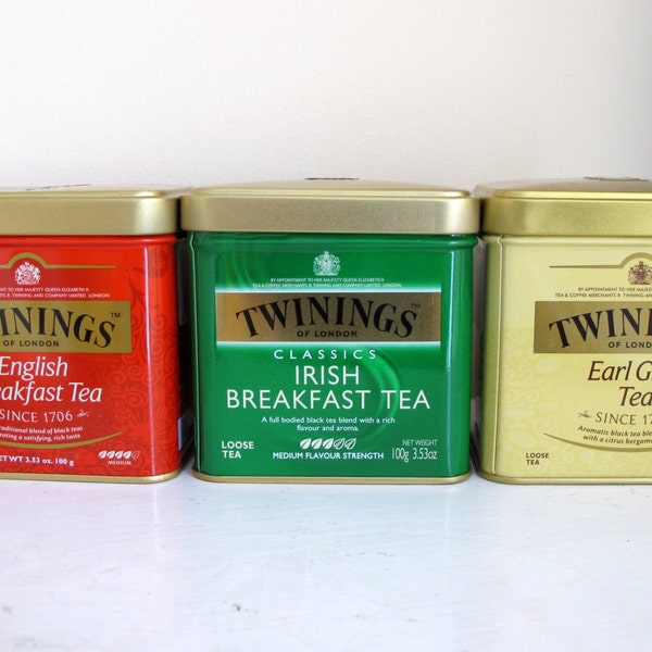 Empty tea tins for use in craft projects set of 3