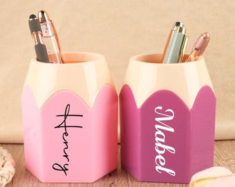 Personalized Pencil-Shaped Holder, School Desk Supplies, Custom Teacher Desk Organizer, Decor For Classroom, Teacher Appreciation Gifts