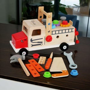 Wooden Kids Tool Toys, Personalised Baby Toy, Wooden Tools Set, Wooden Tools Car, Personalized Repair Toolbox, Learning Toys