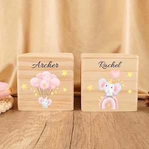 Custom Baby Money Box, Personalized Elephant Baby Money Box, Wooden Money Box With Animal, Money Box Child, Money Box Wood, Piggy Bank
