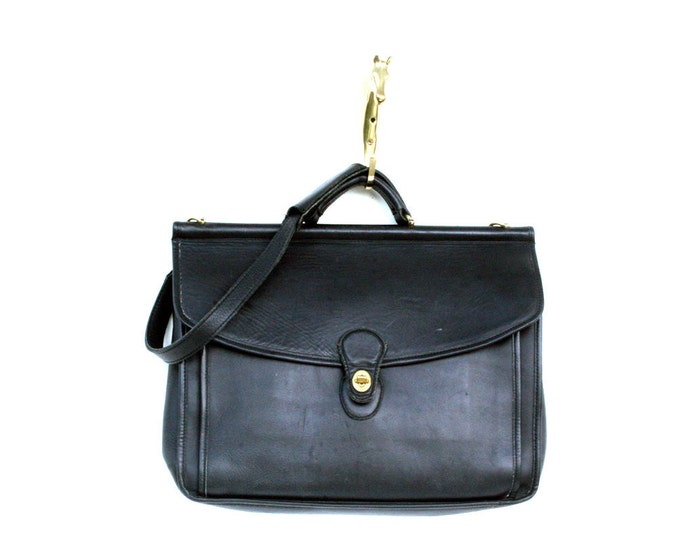 Vintage COACH Black Leather Briefcase Etsy
