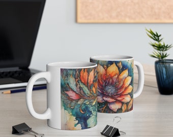 Bloom and Brew Floral Ceramic Mug - Gift for Coffee Lovers, Lead and BPA Free