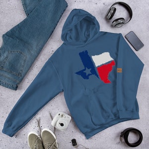 Sweat à capuche unisexe carte et drapeau du Texas : représentez vos racines dans le confort