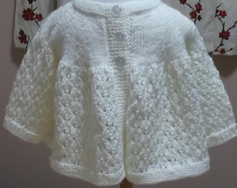 Pull bébé tricoté à la main, manteau matin, pull crème de style vintage