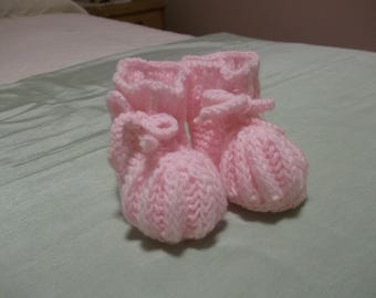 Chaussons bébé rose pâle Chaussons bébé tricotés à la main