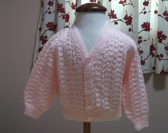 Pull tricoté main en dentelle pour bébé fille Cardigan pour bébé