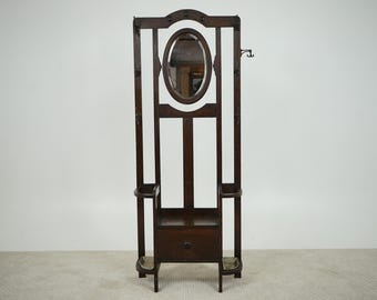 Perchero antiguo de roble con asientos elevables, Escocia, 1920 F-1630