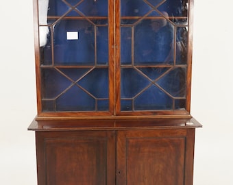 Antique William IV Walnut Library Bookcase, Display Cabinet , Scotland 1840, H929