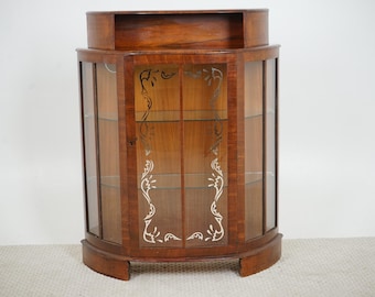 Vintage Art Deco Walnut Display Cabinet Scotland 1930 F-1615