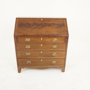 Antique Figured Walnut Inlaid Bureau DeskWriting Desk, Scotland1810 F-1166