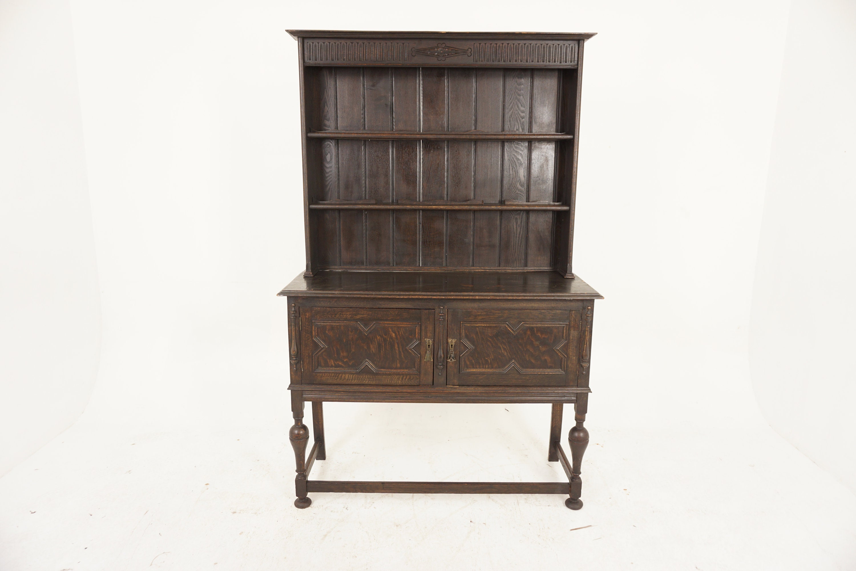Vintage Oak Welsh Dresser, Buffer Hatch, Scotland 1920, F-982