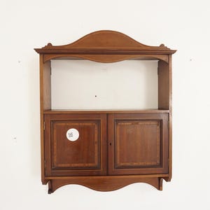 Antieke notenhouten kast, Victoriaanse ingelegde wandkast, vitrinekast, antieke meubels, Schotland 1890, fF-1087