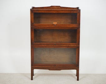 Antique Three Tier" Prestonia" Oak Lawyers Bookcase, Display Cabinet F-1529
