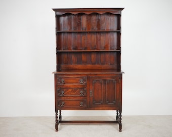 Piccola credenza/buffet antica in rovere con motivo a spirale, stile gallese, Scozia, 1920 F-1631