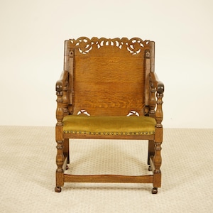 Vintage Carved Oak Jacobean Style Hall Seat, Monk&#39;s Bench Table, Metamorphic Table Scotland 1920 F-1555