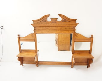 Unique Antique Victorian Solid Oak Dual Harp Low Wash Stand