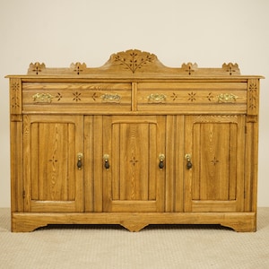 Antique Eastlake Chip Carved Ash Sideboard, Buffet, Cupboard American 1880 F-1551