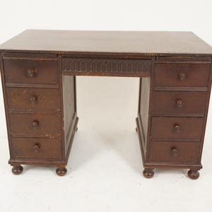 Vintage Oak Double Pedestal Desk, Scotland 1930, F-350