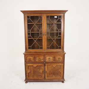 Antikes viktorianisches Eichenschränkchen Bücherregal, Vitrine, „John Taylor Edinburgh“, Schottland 1890, F-961