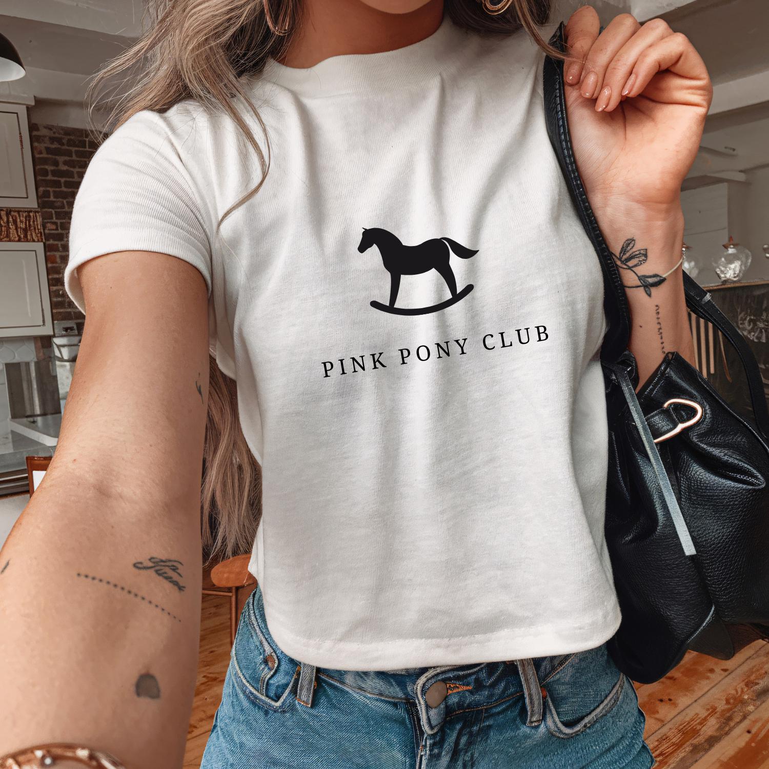 Pink Pony Club Baby Tee - Y2K Cotton Crop Top