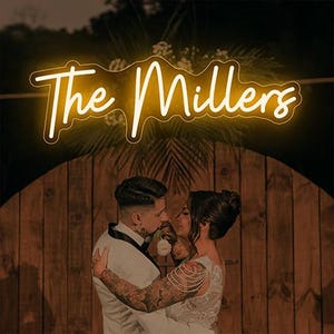 Placa de neon para casamento | Placa de neon | Placa de neon com nome personalizado | Placa de LED | Placa para área externa | Arte de parede | Placa para casamento | Placa para área externa | Placa para área interna