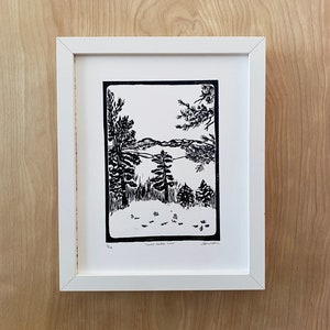 Lovell Gulch Winter View Linocut Relief Print