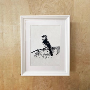 Blue Jay Linocut - Original Art Print - Birds Nature Art Prints