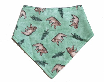 Bear Over The Collar Bandana Winter Dog Bandana Bear Forest Animal Print Dog Bandana Beer Print Bandana Animal Print Cat Bear Bandana