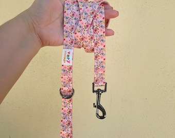 Flower Dog Leash | Floral Dog Lead | Dog Lead | Active Dog Leash | Webbing Dog Leash | Nylon Dog Lead | New Puppy Gift | Pink Floral
