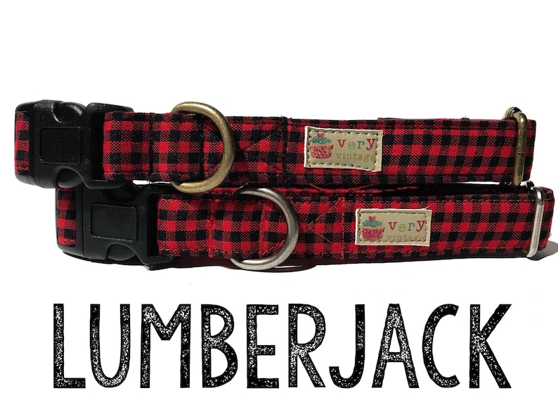 Collar Plaid Collars Lumberjack Collars Dog Collar Cat Collar Christmas Collar Buffalo Plaid Collar Pet Gift Organic Cotton image 1