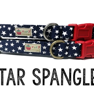 Collar - USA Flag Collar | American Flag Collar | Star Dog Collar | Star Cat Collar | Dog Collar | Cat Collar | Pet Collars - Organic Cotton