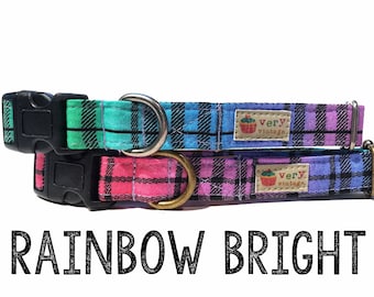 Collar - Colorful Collar | Rainbow Dog Collar | Rainbow Cat Collar | Rainbow Collar | Multi Color Collar | Pet Accessories - Organic Cotton