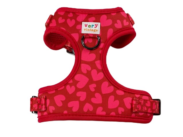 Valentinstag Hundehalsband Größe S – Rosa Mit Roten Herzen, 1,5 Cm Breit, Für Halsumfang 25-40 Cm