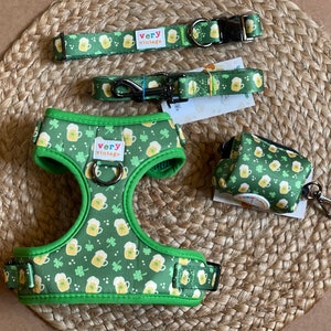 Personalized Dog Harness Bundle Puppy Harness Irish Beer Dog Harness Harness Vest for Dogs Dog Collar Bundle St Patrick's Day image 1