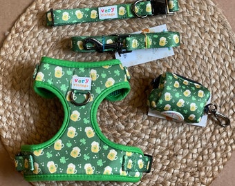 Personalized Dog Harness Bundle | Puppy Harness | Irish Beer Dog Harness | Harness Vest for Dogs | Dog Collar Bundle | St Patrick's Day