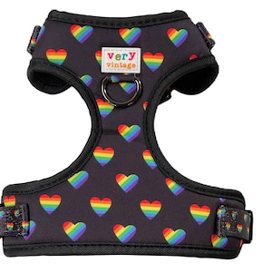 Rainbow Heart Hundsele – Dragfri Pride Hundväst – HBTQ+ Husdjurssele – Miljövänligt Återvunnet Tyg – Storlekar S till L | SISTA CHANSEN