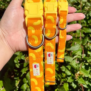 Macaroni Dog Collar | Orange Noodle Collar | Cute Pet Accessory | Breakaway Cat Collar Option | Handmade in Los Angeles | Pasta Cat Collar