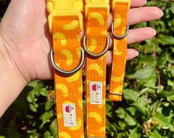 Macaroni Hundehalsband | Orange Nudel Halsband | Niedliches Haustier Zubehör | Ausreißerhalsband für Katzen | Handgefertigt in Los Angeles | Pasta Katzenhalsband
