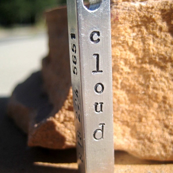 The Cloud - Unique Handstamped Bar Pet ID Tag Heavy Duty Dogs