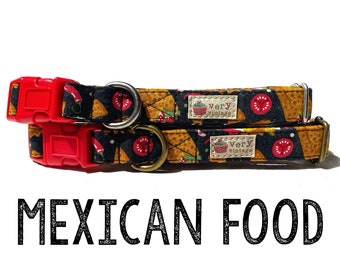 Collar - Mexican Food Collar | Burrito Collar | Chips Collar | Food Dog Collar | Food Cat Collar | Pet Animal Accessories - Organic Cotton