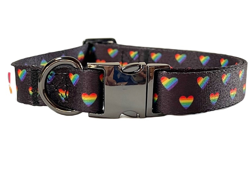 Rainbow Heart Dog Collar Pride Dog Collar LGBTQ Dog Collar Puppy Dog Collar Girl Dog Collar Love Dog Collar New Puppy Gift image 3