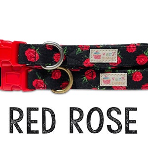 Collar - Rose Collar | Rose Dog Collar | Rose Cat Collar | Floral Dog Collar | Floral Cat Collar | Valentine Day Collars - Organic Cotton